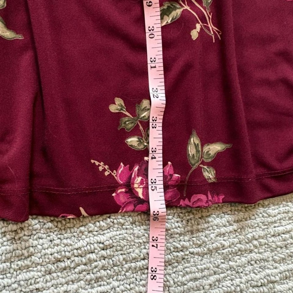 Jaclyn Smith Floral Maxi Skirt Burgundy 90s M Medium Whimsigoth Grunge Vintage - Picture 7 of 7